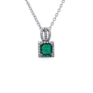 Natural Emerald Diamond Pendant 18" 14k W Gold 2.41 TCW Certified $8,975 215427